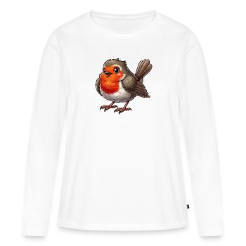 Rouge-gorge - T-shirt manches longues Premium bio Femme - blanc - Devant - Julia (174cm)