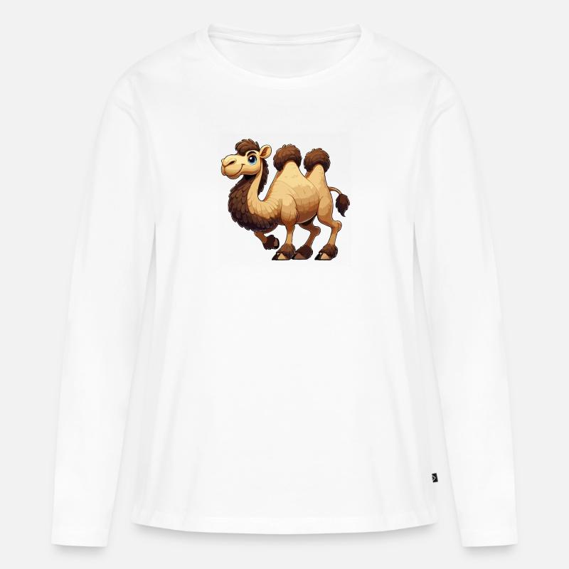 Kamel-Mann - Frauen Premium Bio Langarmshirt - Weiß