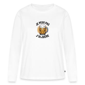 je peux pas j'ai bière - T-shirt manches longues Premium bio Femme - blanc - Devant - Julia (174cm)