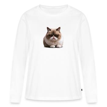 Chat du lundi, Chat , Lundi - T-shirt manches longues Premium bio Femme - blanc - Devant - Julia (174cm)