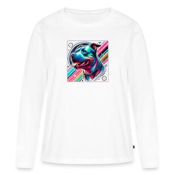 Profil du chien - T-shirt manches longues Premium bio Femme - blanc - Devant - Julia (174cm)