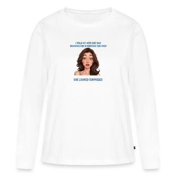 Sourcils trop hauts - T-shirt manches longues Premium bio Femme - blanc - Devant - Julia (174cm)