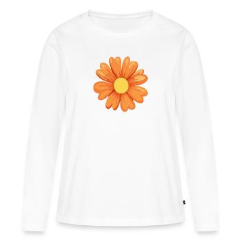 Flower orange - Women's Premium Organic Long Sleeve Shirt - white - Front - Julia (174cm)
