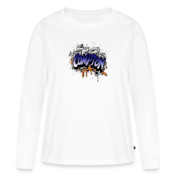 Compton Straight Hiphop Graffiti - T-shirt manches longues Premium bio Femme - blanc - Devant - Julia (174cm)