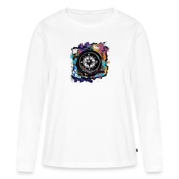 Boussole de bateau de capitaine - T-shirt manches longues Premium bio Femme - blanc - Devant - Julia (174cm)