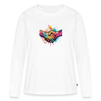 Graffiti de poignée de main - T-shirt manches longues Premium bio Femme - blanc - Devant - Julia (174cm)