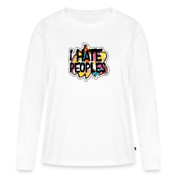 Je hais les gens, je n’aime pas les gens - T-shirt manches longues Premium bio Femme - blanc - Devant - Julia (174cm)