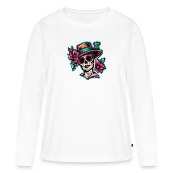 Halloween Mexico muertos skull - Women's Premium Organic Long Sleeve Shirt - white - Front - Julia (174cm)