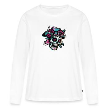 Crâne Neon Muertos - T-shirt manches longues Premium bio Femme - blanc - Devant - Julia (174cm)