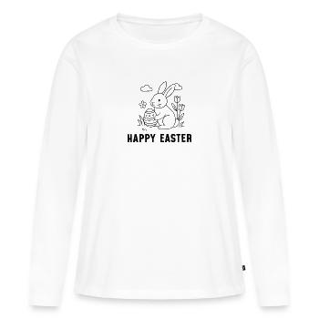 Joyeuses Pâques - T-shirt manches longues Premium bio Femme - blanc - Devant - Julia (174cm)