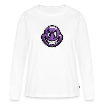 Visage violet rire sinistrement - T-shirt manches longues Premium bio Femme - blanc - Devant - Julia (174cm)