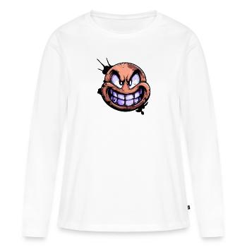 Grimmig Gesicht mit Zähne - Frauen Premium Bio Langarmshirt - Weiß - Vorne - Julia (174cm)