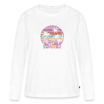 Summer Palm Trees Beach Relax Holiday Sunset - Women's Premium Organic Long Sleeve Shirt - white - Front - Julia (174cm)