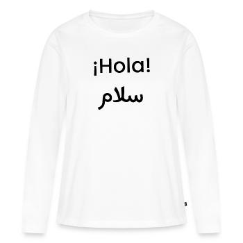 Hello in Arabic - Women's Premium Organic Long Sleeve Shirt - white - Front - Julia (174cm)
