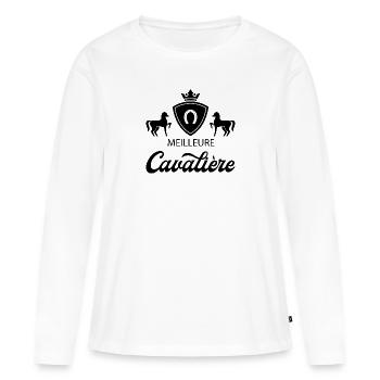 Meilleure cavalière. Idée cadeau. Equitation - T-shirt manches longues Premium bio Femme - blanc - Devant - Julia (174cm)
