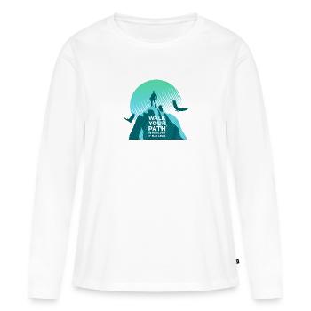 Marchez votre chemin - T-shirt manches longues Premium bio Femme - blanc - Devant - Julia (174cm)