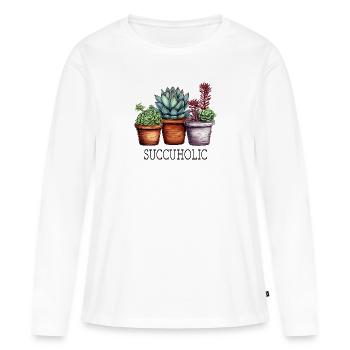 Succuholic - Succulent Cactus Cactus Botanique - T-shirt manches longues Premium bio Femme - blanc - Devant - Julia (174cm)