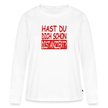 Distanziert Vers.1 - Frauen Premium Bio Langarmshirt - Weiß - Vorne - Julia (174cm)