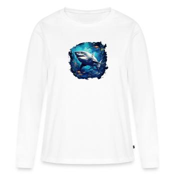 Hai Design Haifisch Meeresraubtier weißer Hai - Frauen Premium Bio Langarmshirt - Weiß - Vorne - Julia (174cm)