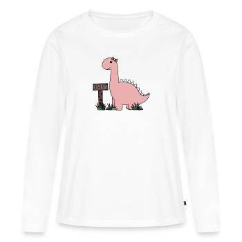 Dino Maria - T-shirt manches longues Premium bio Femme - blanc - Devant - Julia (174cm)