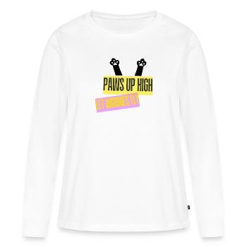 PAWS UP HIGH - Frauen Premium Bio Langarmshirt - Weiß - Vorne - Julia (174cm)
