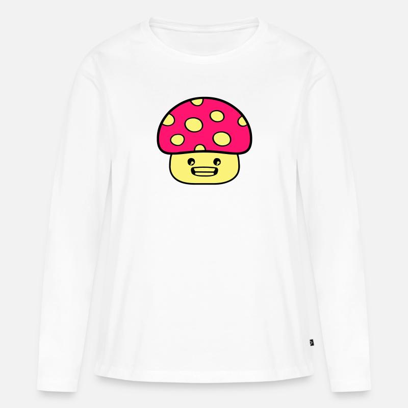 Pilz Comic - Frauen Premium Bio Langarmshirt - Weiß