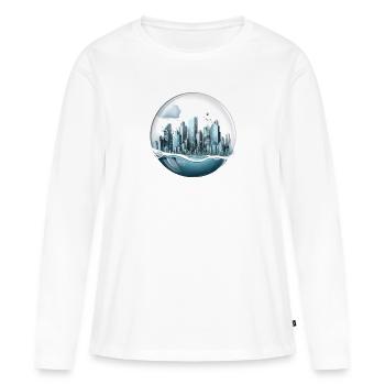 Atlantis - Ville sous-marine en bulle - T-shirt manches longues Premium bio Femme - blanc - Devant - Julia (174cm)