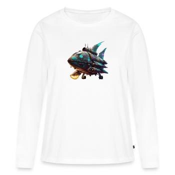 Spaceship - Women's Premium Organic Long Sleeve Shirt - white - Front - Julia (174cm)
