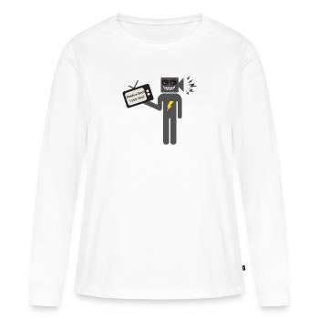 Coucou ! Je te vois - T-shirt manches longues Premium bio Femme - blanc - Devant - Julia (174cm)