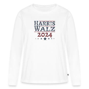 Harris Walz 2024 - Frauen Premium Bio Langarmshirt - Weiß - Vorne - Julia (174cm)