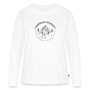 Wanderwoman wander woman Berg Bergsteigen Geschenk - Frauen Premium Bio Langarmshirt - Weiß - Vorne - Julia (174cm)