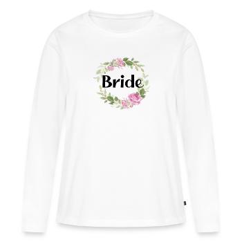 Bride Flowers idée Enterrement de vie de garçon Mariée - T-shirt manches longues Premium bio Femme - blanc - Devant - Julia (174cm)