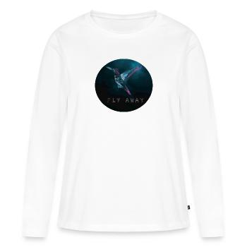 L’oiseau s’envole - T-shirt manches longues Premium bio Femme - blanc - Devant - Julia (174cm)