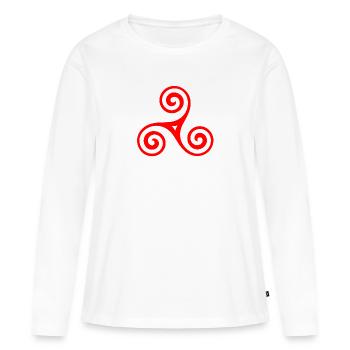 Symbole celtique - T-shirt manches longues Premium bio Femme - blanc - Devant - Julia (174cm)