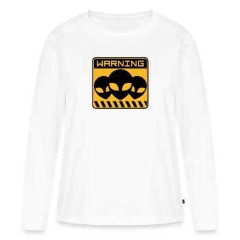 Avertissement Alien Design Shield - T-shirt manches longues Premium bio Femme - blanc - Devant - Julia (174cm)