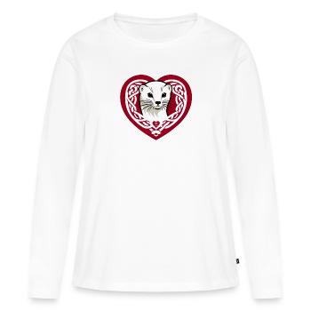Hermine Tribal Heart aus der Bretagne - Frauen Premium Bio Langarmshirt - Weiß - Vorne - Julia (174cm)