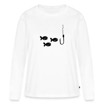 Pêche au poisson - T-shirt manches longues Premium bio Femme - blanc - Devant - Julia (174cm)