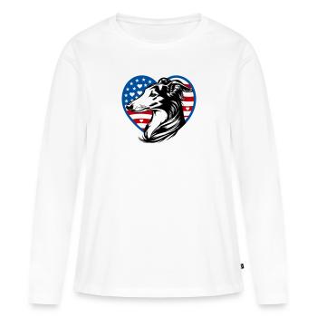 Cœur de Silken Windsprite USA - T-shirt manches longues Premium bio Femme - blanc - Devant - Julia (174cm)