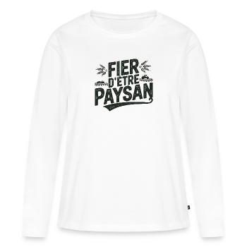 fière d être un paysan - T-shirt manches longues Premium bio Femme - blanc - Devant - Julia (174cm)