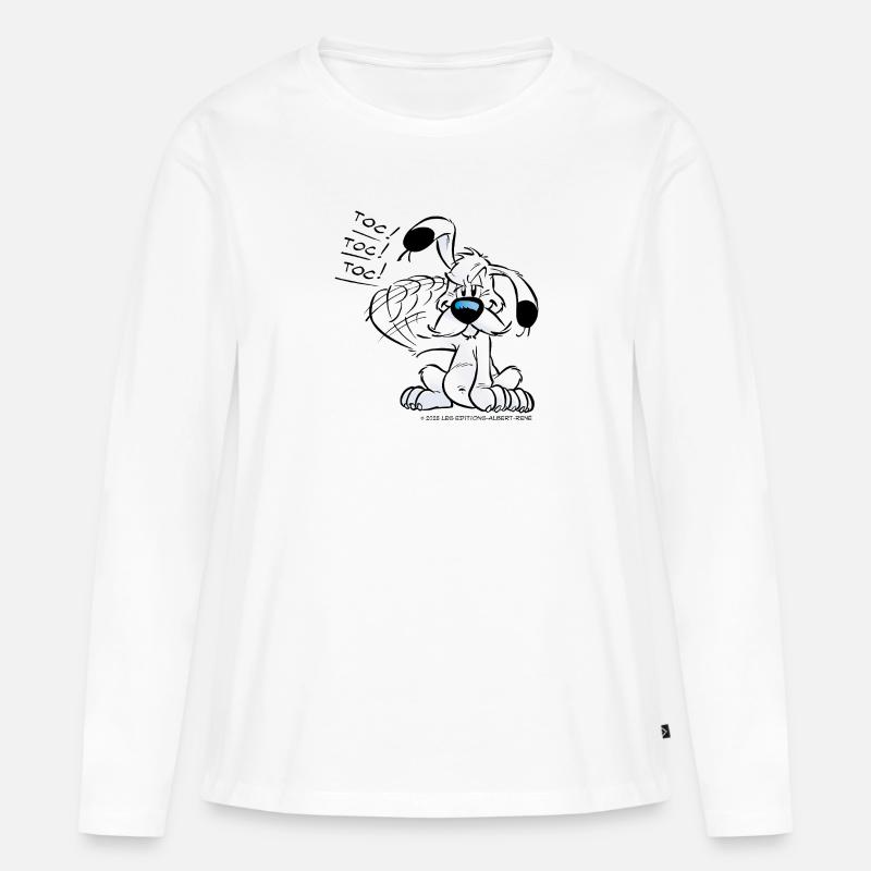 Astérix & Obélix Idéfix Frappe Toc Toc Toc - T-shirt manches longues Premium bio Femme - blanc