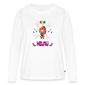 Carnaval | Clown | Helau Drôle | Carnaval - T-shirt manches longues Premium bio Femme - blanc - Devant - Julia (174cm)