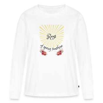 Printemps | Printemps | Rayons de soleil | Soleil - T-shirt manches longues Premium bio Femme - blanc - Devant - Julia (174cm)