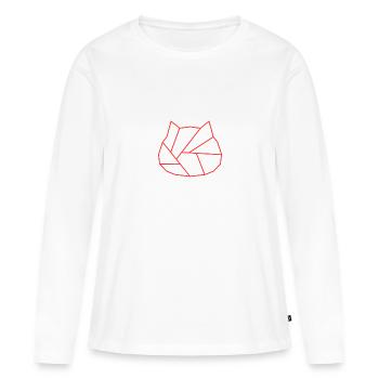Chat | Logo | Neutre - T-shirt manches longues Premium bio Femme - blanc - Devant - Julia (174cm)