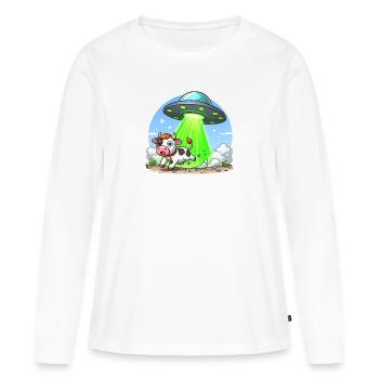 UFO Lands - Women's Premium Organic Long Sleeve Shirt - white - Front - Julia (174cm)