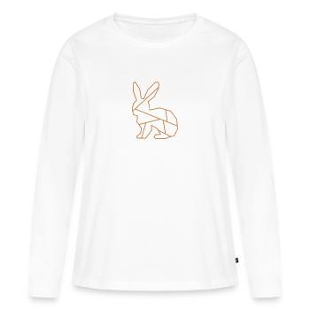 Lapin | Animaux | Logo de l’entreprise | Bouquin - T-shirt manches longues Premium bio Femme - blanc - Devant - Julia (174cm)