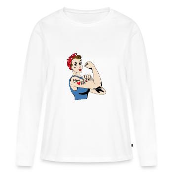 La vie de maman - T-shirt manches longues Premium bio Femme - blanc - Devant - Julia (174cm)