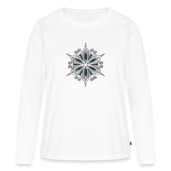 Flower of Aphrodite, silver, Symbol of love, - T-shirt manches longues Premium bio Femme - blanc - Devant - Julia (174cm)