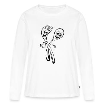 Spoon and fork with hearts. - Women's Premium Organic Long Sleeve Shirt - white - Front - Julia (174cm)