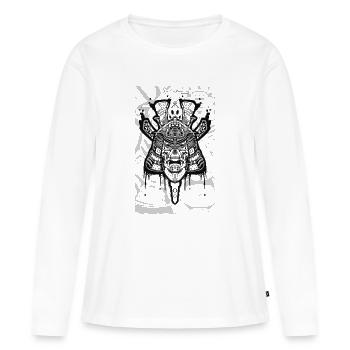 Crâne de samouraï - T-shirt manches longues Premium bio Femme - blanc - Devant - Julia (174cm)