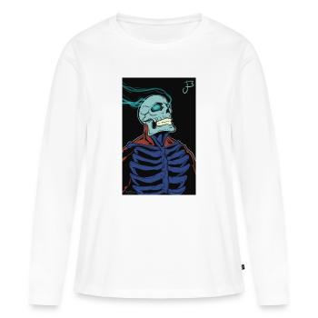 Flammendes Skelett im Umhang - Frauen Premium Bio Langarmshirt - Weiß - Vorne - Julia (174cm)